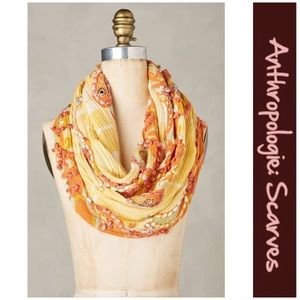 Anthro “Embroidered Canary Infinity Scarf”